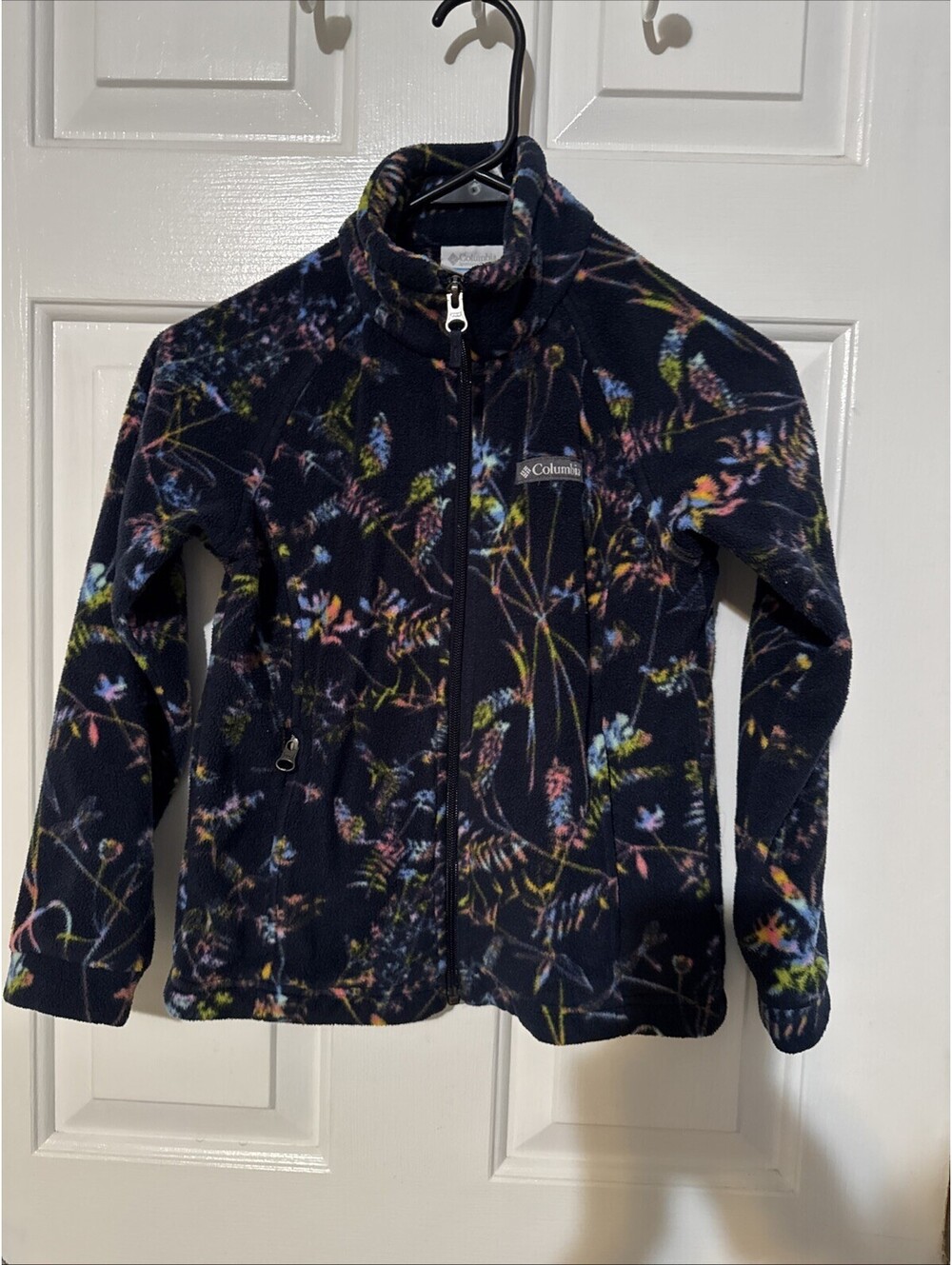 Columbia Girls Fleece Navy Blue Floral Jacket Size Small